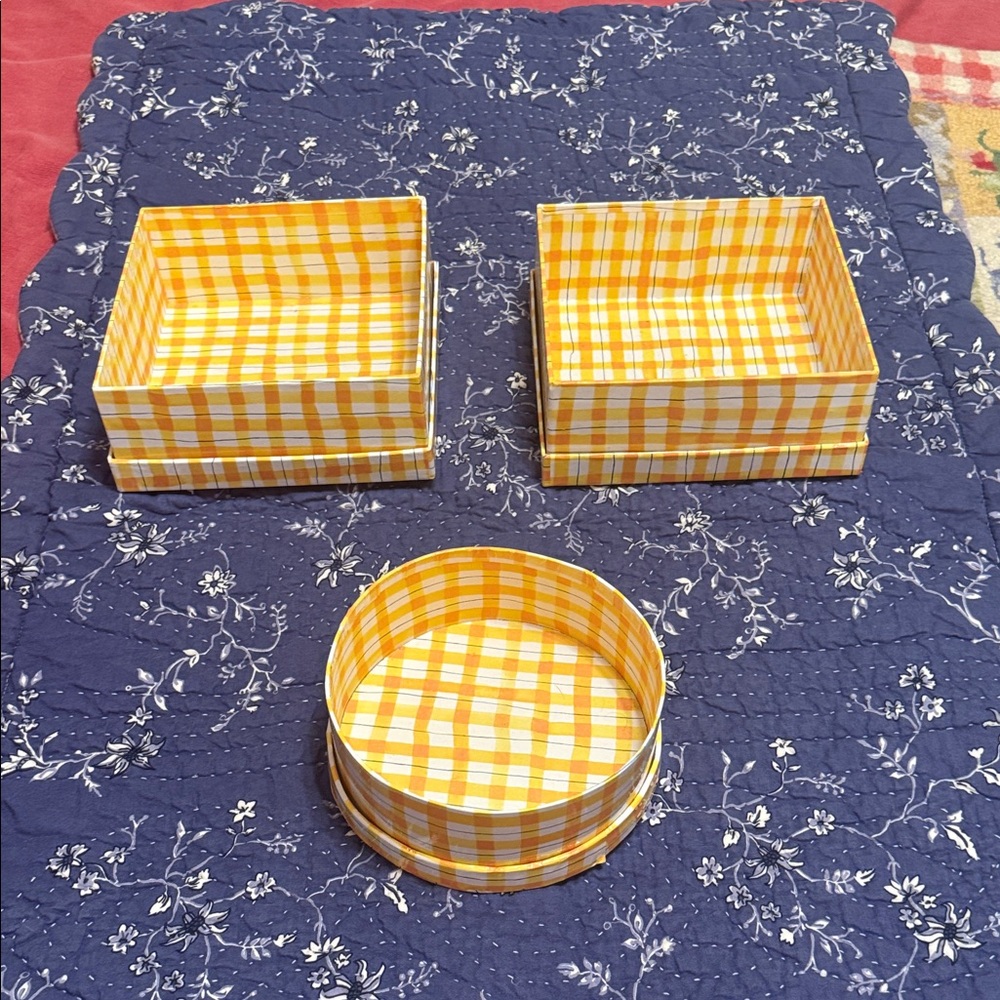Yellow Gingham Storage Box Set